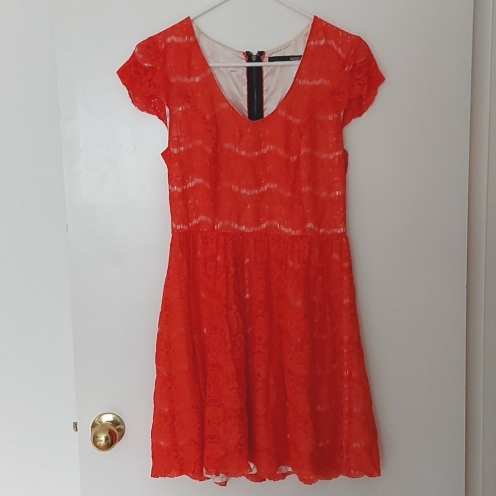 Kensie coral eyelash lace dress